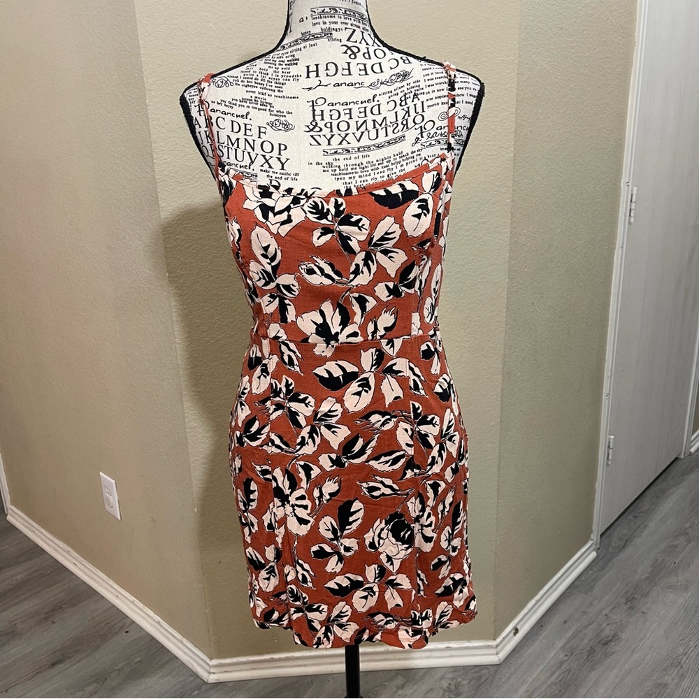 Free‎ People Rust and Black Floral Mini Dress